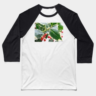 Christmas Holly Greeting Card Baseball T-Shirt